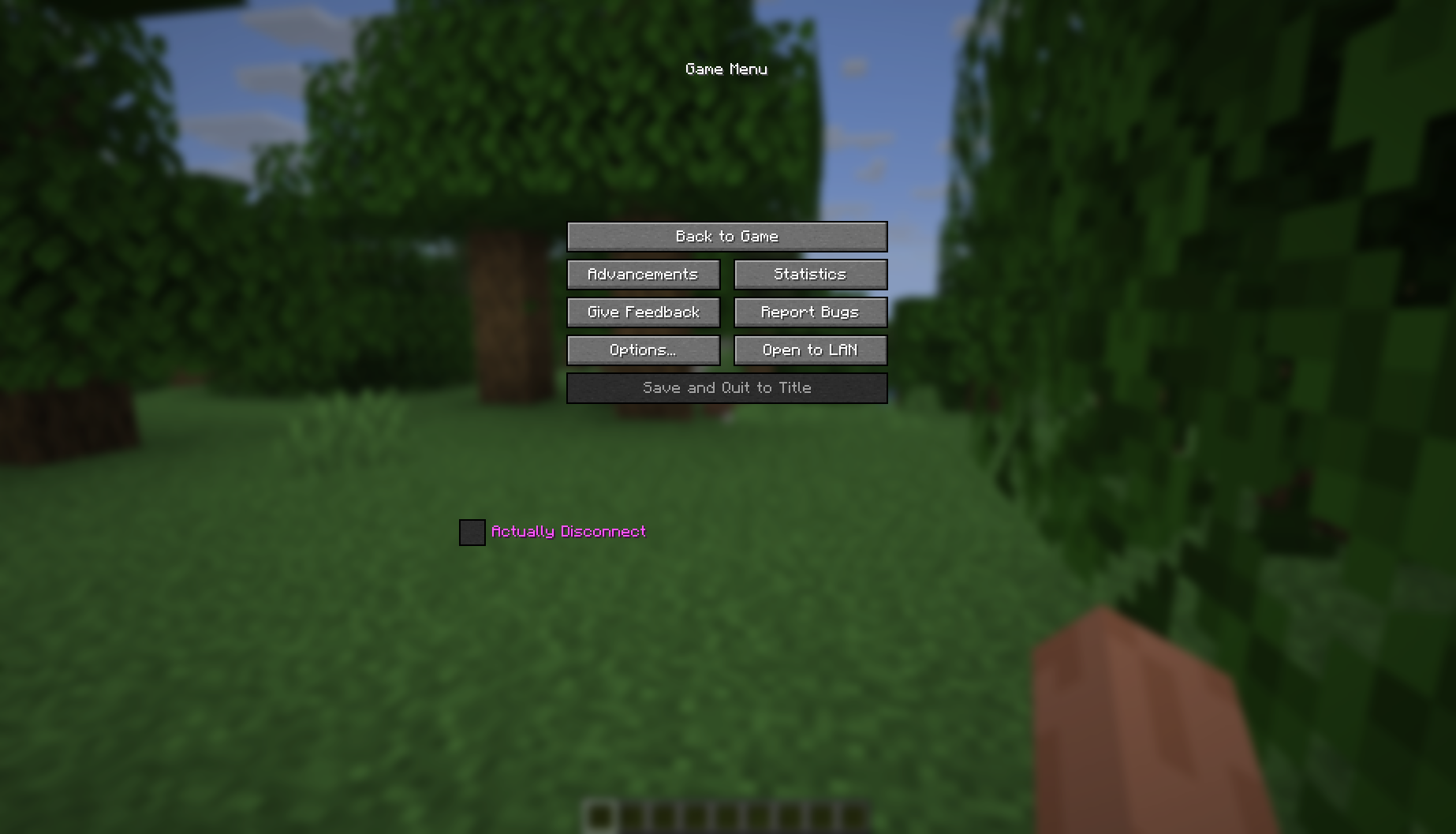 preview of checkbox in pause menu