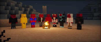 9 balbes with campfire