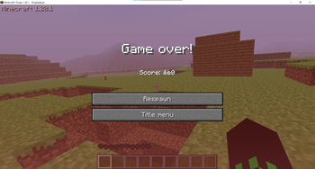 Demonstration of the death screen