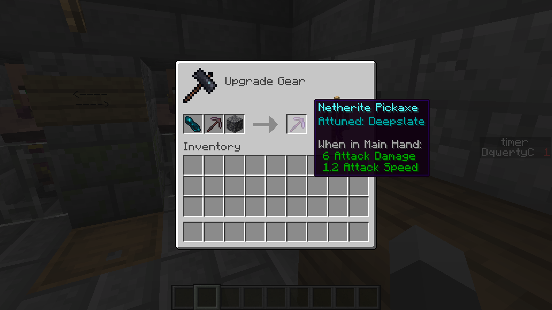 Recipe for attuning a Netherite Tool
