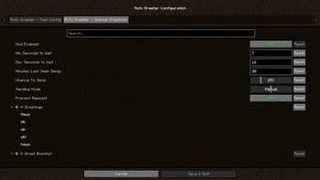 Auto Greeter - Config Screen