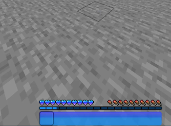 Hotbar, hearts, level, and XP bar