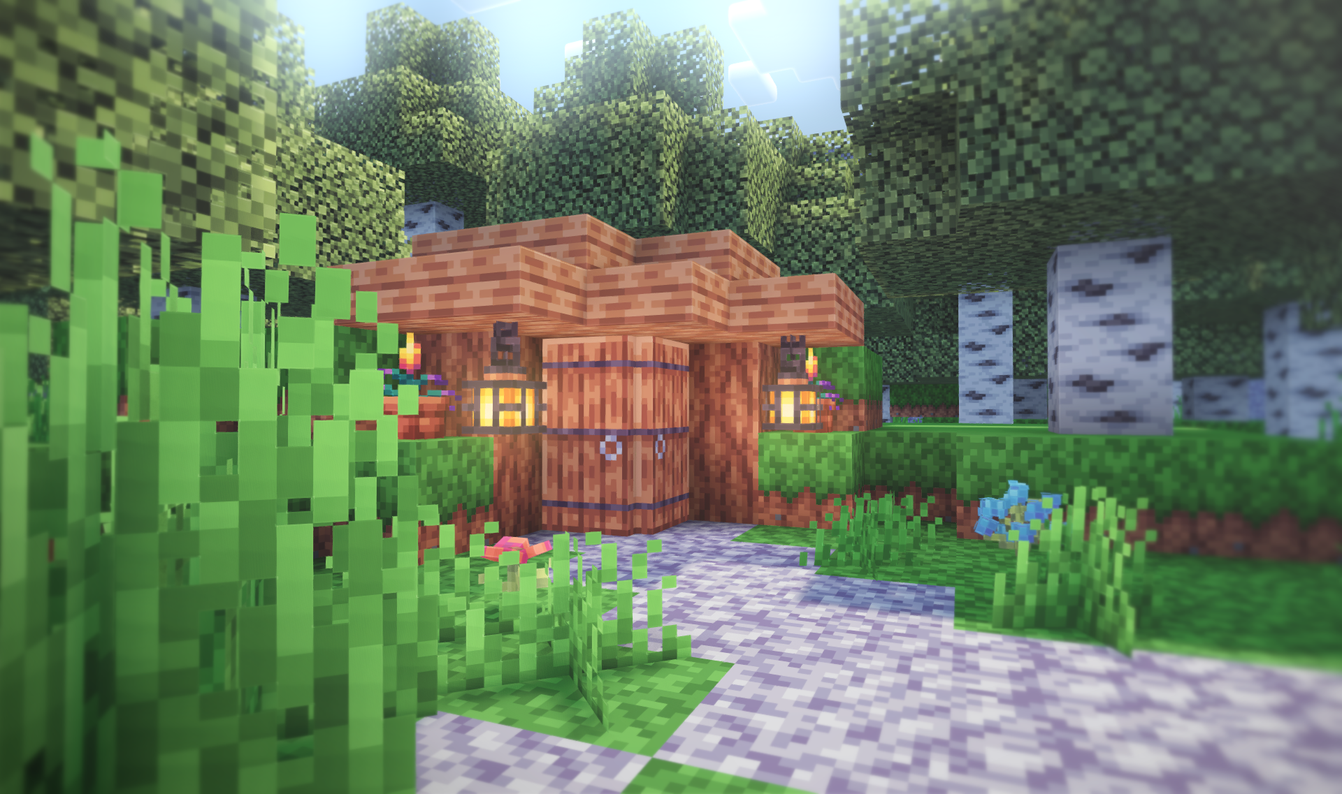 A cute base in a birch forest