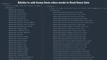 Ability to add items from other mods to float/burn lists