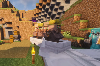 4 Villagers in a boat