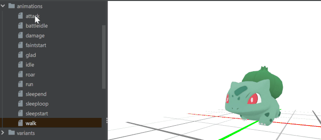 Gif example of animation types for Bulbasaur