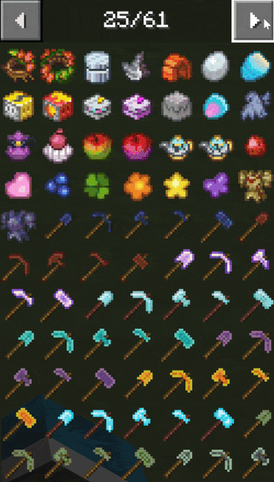 Gif of our items shown in the Just Enough Items mod