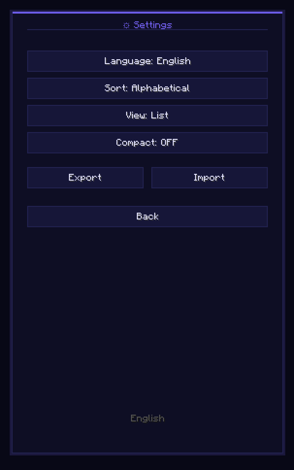 Multi-Language Settings Panel