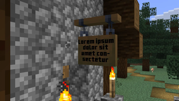 Lore ipsum on a sign.