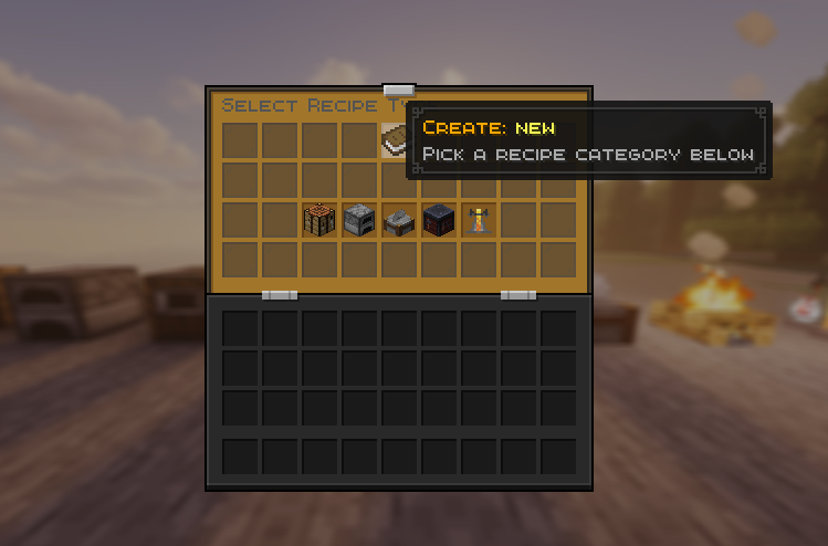 Type selector showing the five centred category icons in row two