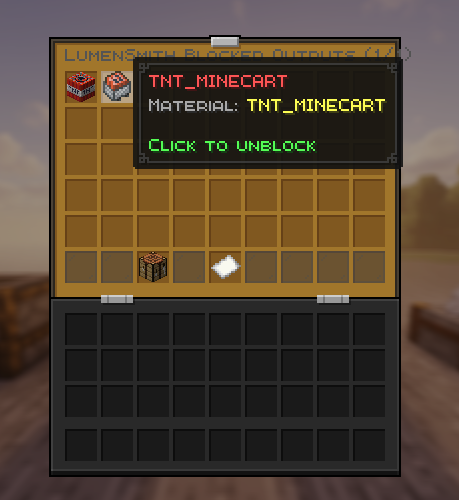 Blocked Outputs view with TNT_MINECART