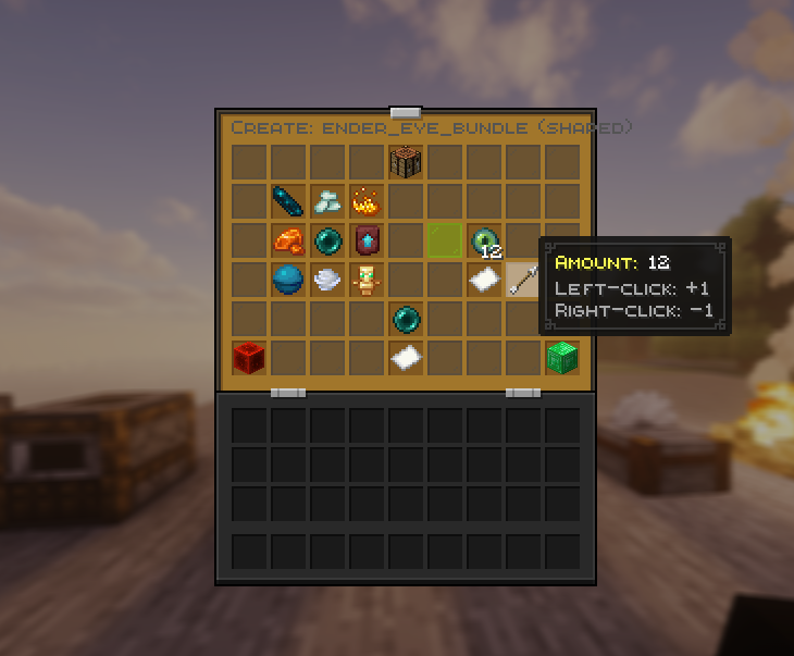 Editor showing ingredient slots, result, result-amount arrow, and the Knowledge Book Unlock Triggers button