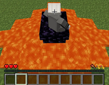 Players sit on the obsidian ship