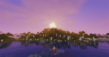 Sunset by a mountain
