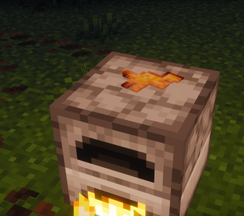 Dino nugget on a furnace