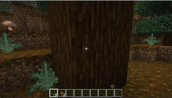 Right-clicking log or gravel to obtain temporary torch.