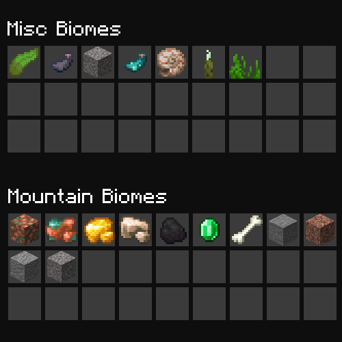 Mountain and Misc Biome Drops