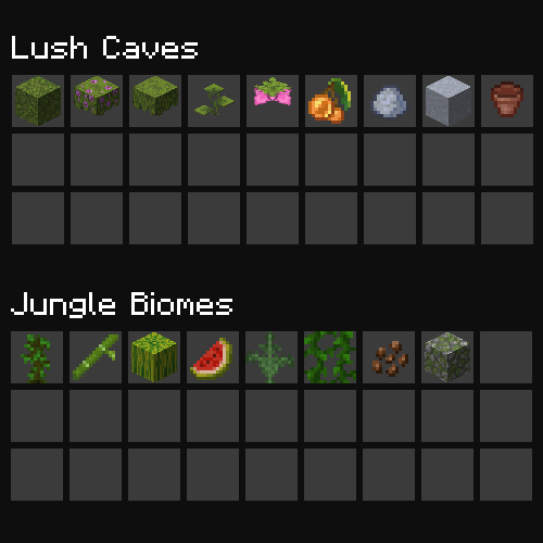 Lush Cave and Jungle Biome Drops