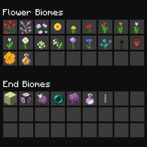 Flower and End Biome Drops