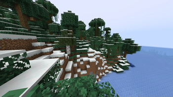 Forest and jungle biomes, covered in snow