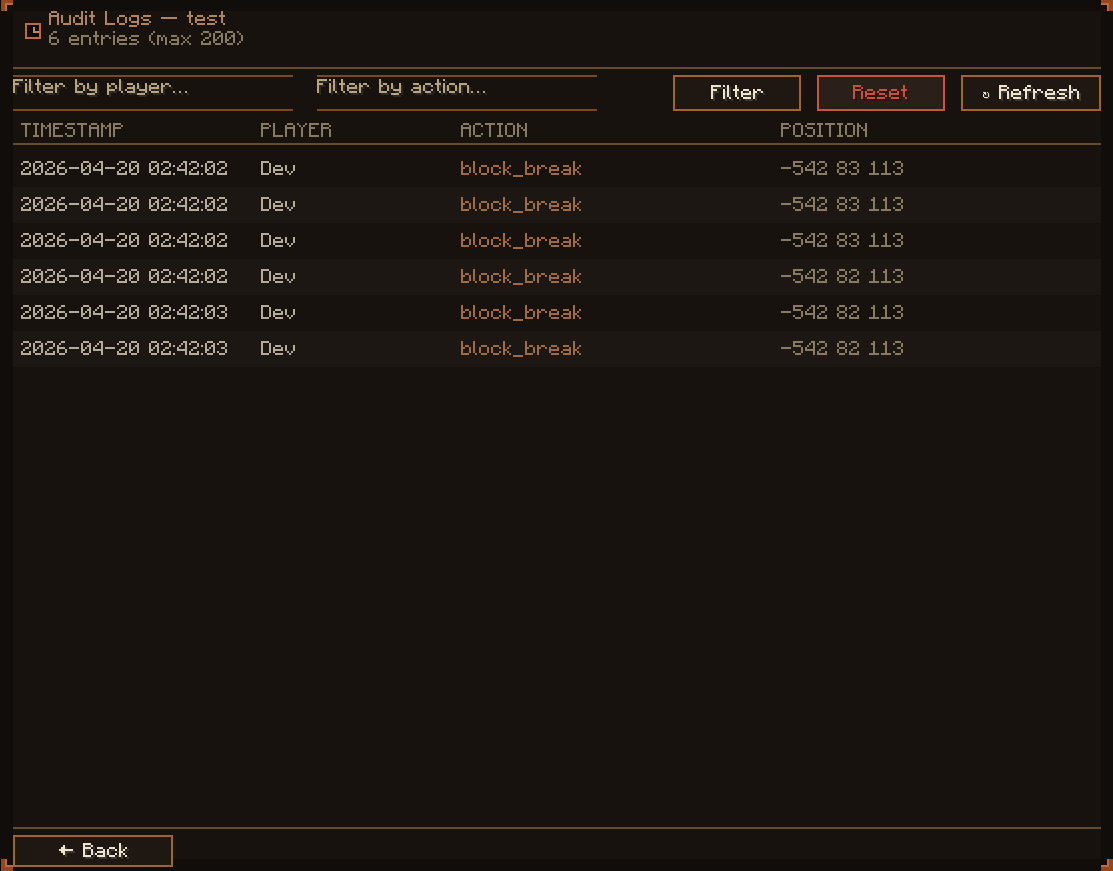 GUI Zone Log