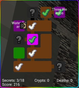 The dungeon map with included run information and score calculator.