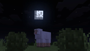 bushes and twinkling stars and a sheep