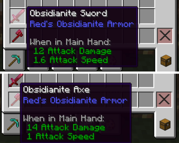 Attack Damage of Sword and Axe