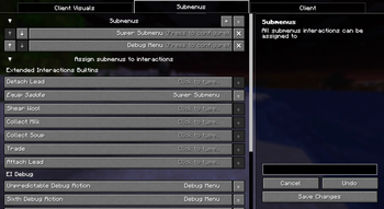Submenus config screen
