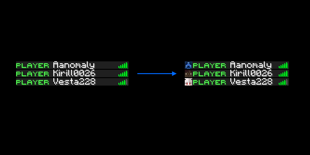 Displaying a list of players without and with mods