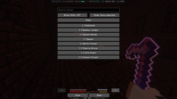 Biome Filter Menu