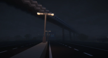 Barely lit highway at night