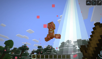 Cardboard sword hitting a creeper