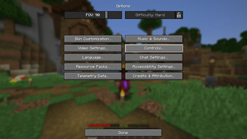 Vanilla Options Menu for comparison