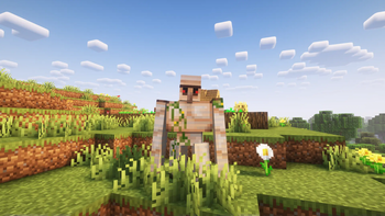 Fresh Animated Iron Golem is looking at the player