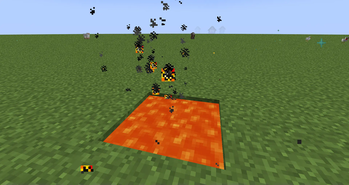 Particle effect of items falling into lava.(物品掉进熔岩的粒子效果。)