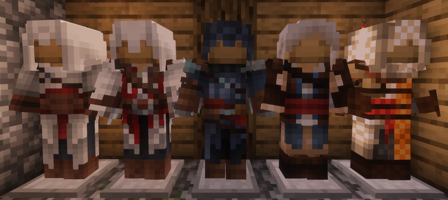 An epic fusion of two iconic worlds! These Assassin's Creed outfits bring the allure and mystique of the assassins into the blocky realm of Minecraft. Gear up to explore the blocks with style and agility!
