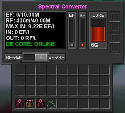 Spectral converter in RF mode linked to the core