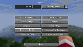 Options Menu - Before