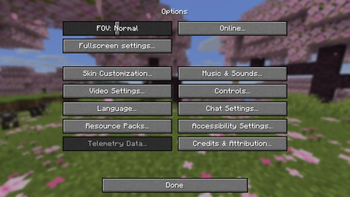 Fullscreen settings button