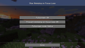 Options menu on MC 1.20.1