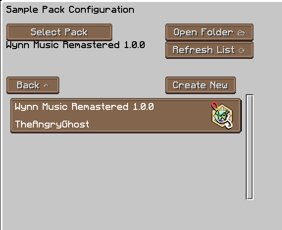 Sample Pack Menu