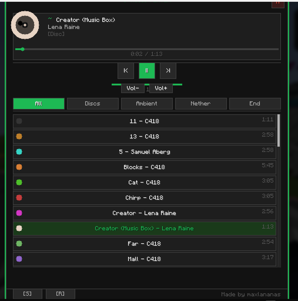 Complete Music Library GUI - Choose from Disc, Ambient, Nether, 
