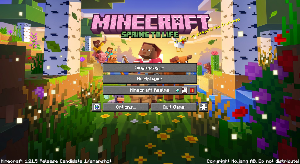 Minecraft 1.21.5 "Spring to Life" Title Screen