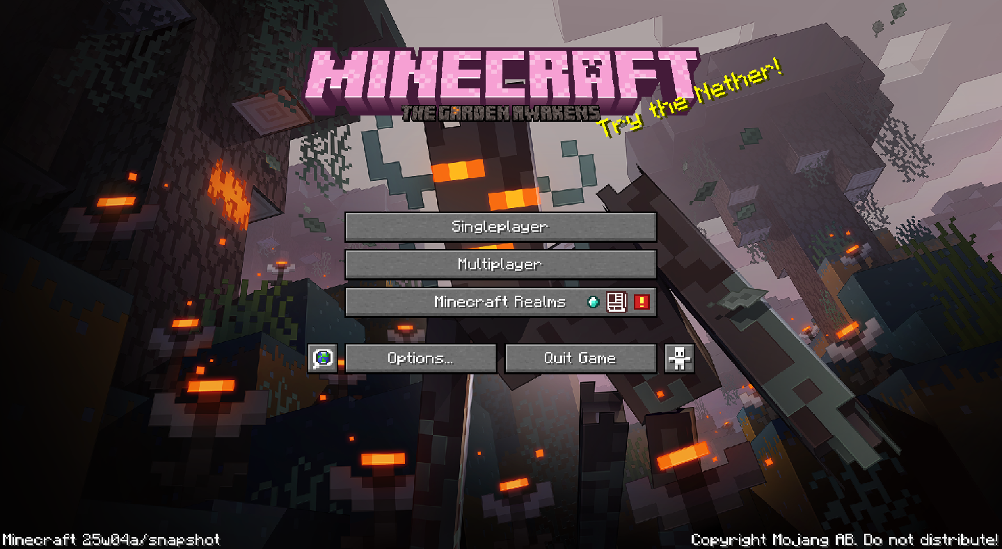 Minecraft 1.21.4 "The Garden Awakens" Title Screen
