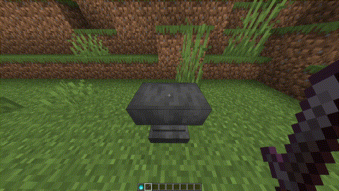 GIF of a netherite sword being thrown onto an anvil and then awakened by right clicking with soulstuff.