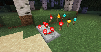 Torch, Soul Torch, Redstone Torch, Comparator and Repeater