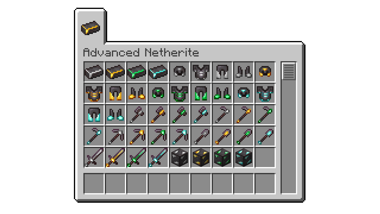 All of the items added by Advanced Netherite