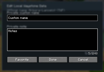 Waystone edit menu