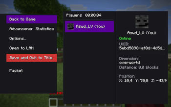 The pause menu